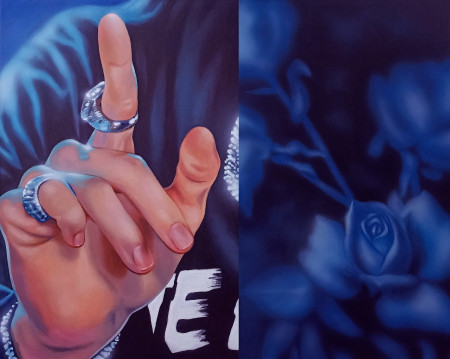 In The Darkest Night Of The Soul, There Is Alway A Flower Ready To Bloom - acrylic on canvas - cm 80x100 - 2026